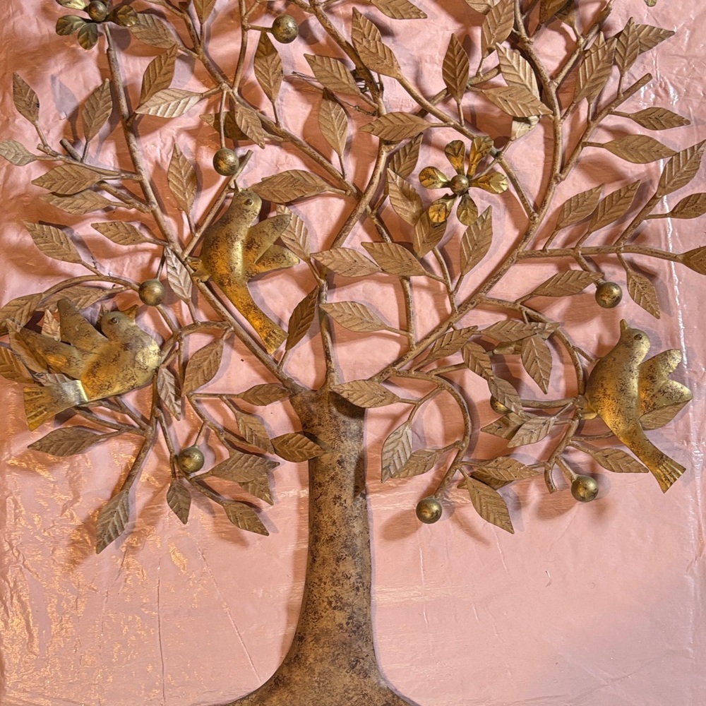Elegant Gold Tree Wall Art with Birds